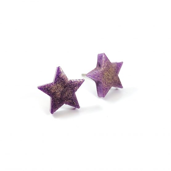 Color Shifting Purple Star Earrings by Wilde Designs