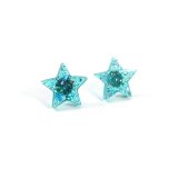 Glittery Teal Star Earrings by Wilde Designs