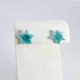 Glittery Teal Star Earrings by Wilde Designs