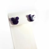 Purple Glitter Classic Cartoon Mouse Earrings by Wilde Designs
