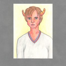 Preppie Demon Boy Art Card by Wilde Designs