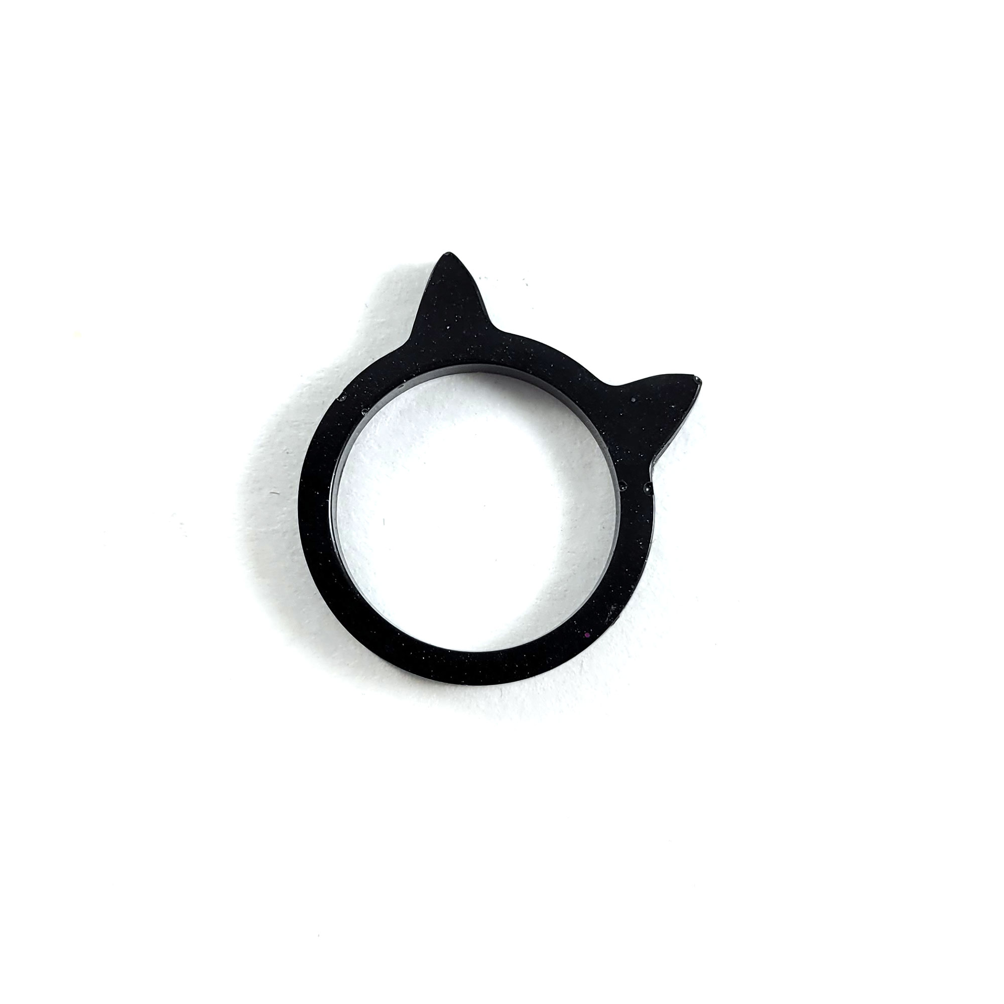 Black Kawaii Kitty Ring by Wilde Designs