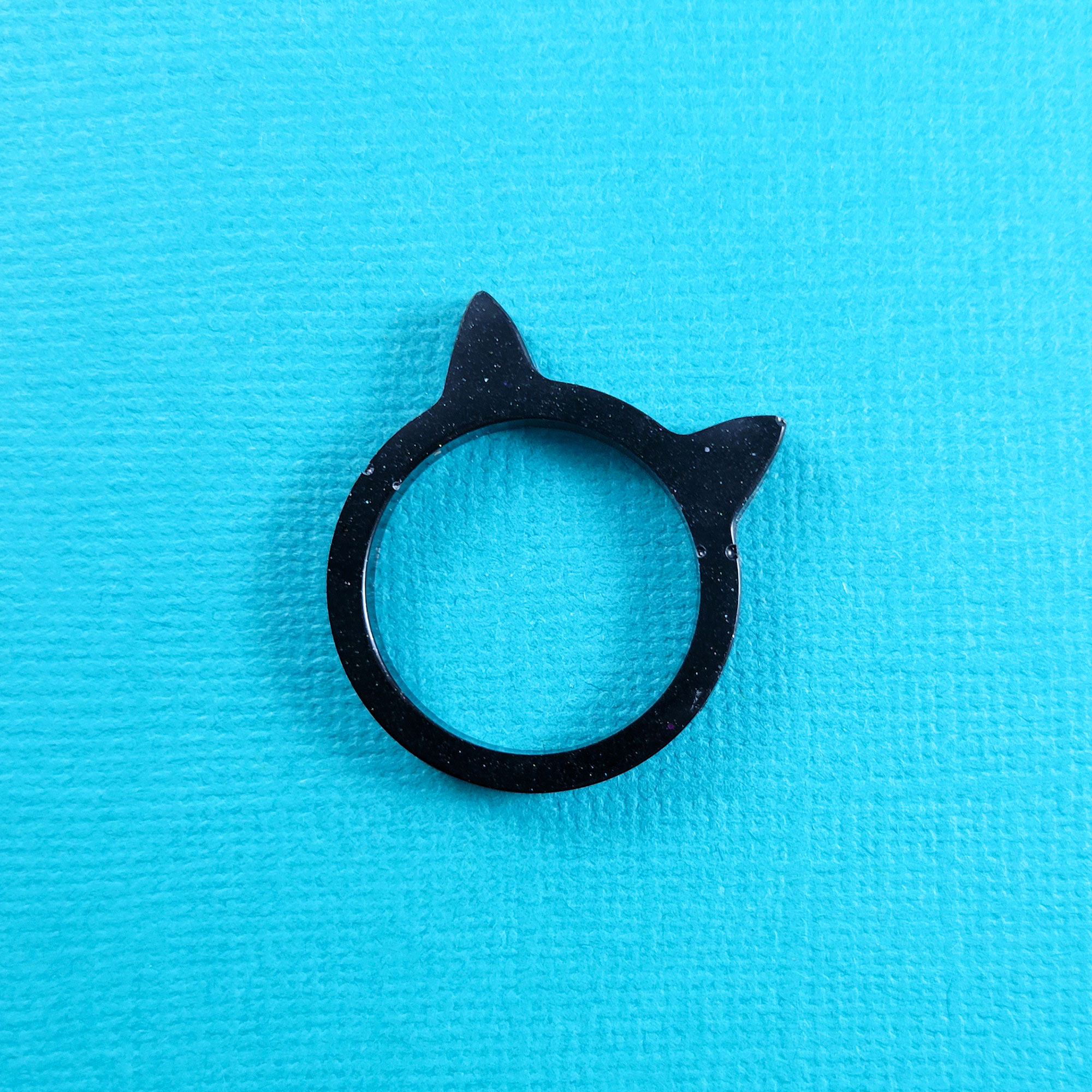 Black Kawaii Kitty Ring by Wilde Designs