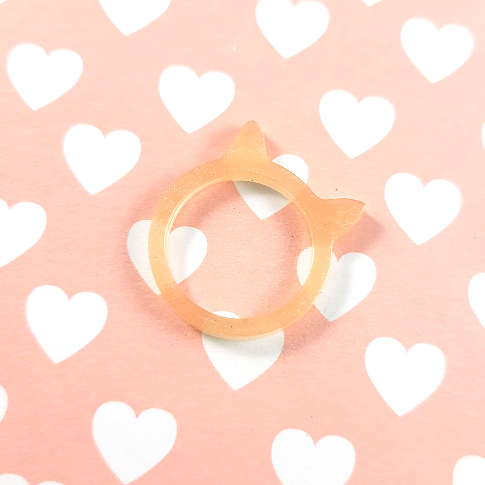 Peach Kawaii Kitty Ring by Wilde Designs