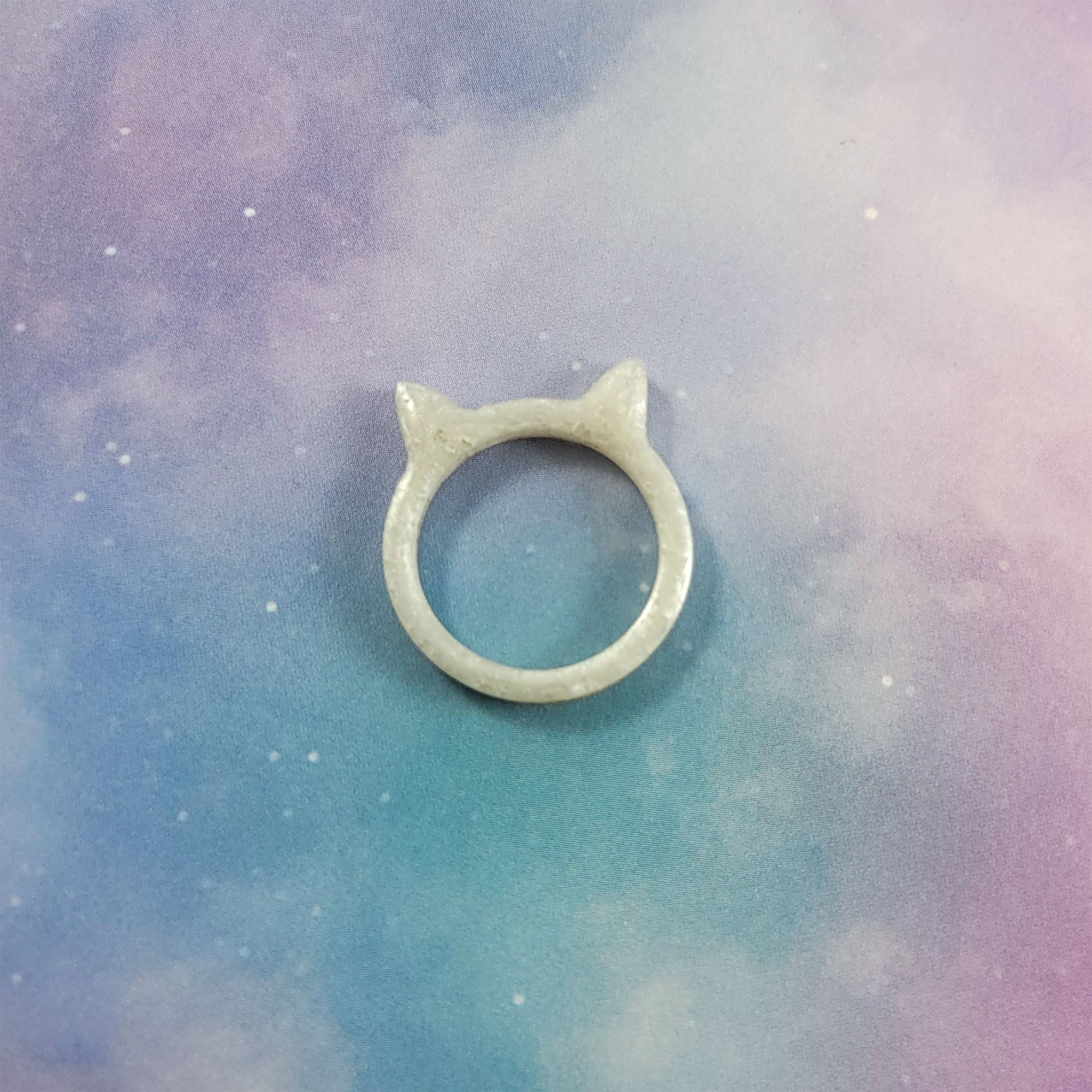 White Kawaii Kitty Ring by Wilde Designs
