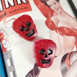 Red Skull Resin Pin by Wilde Designs