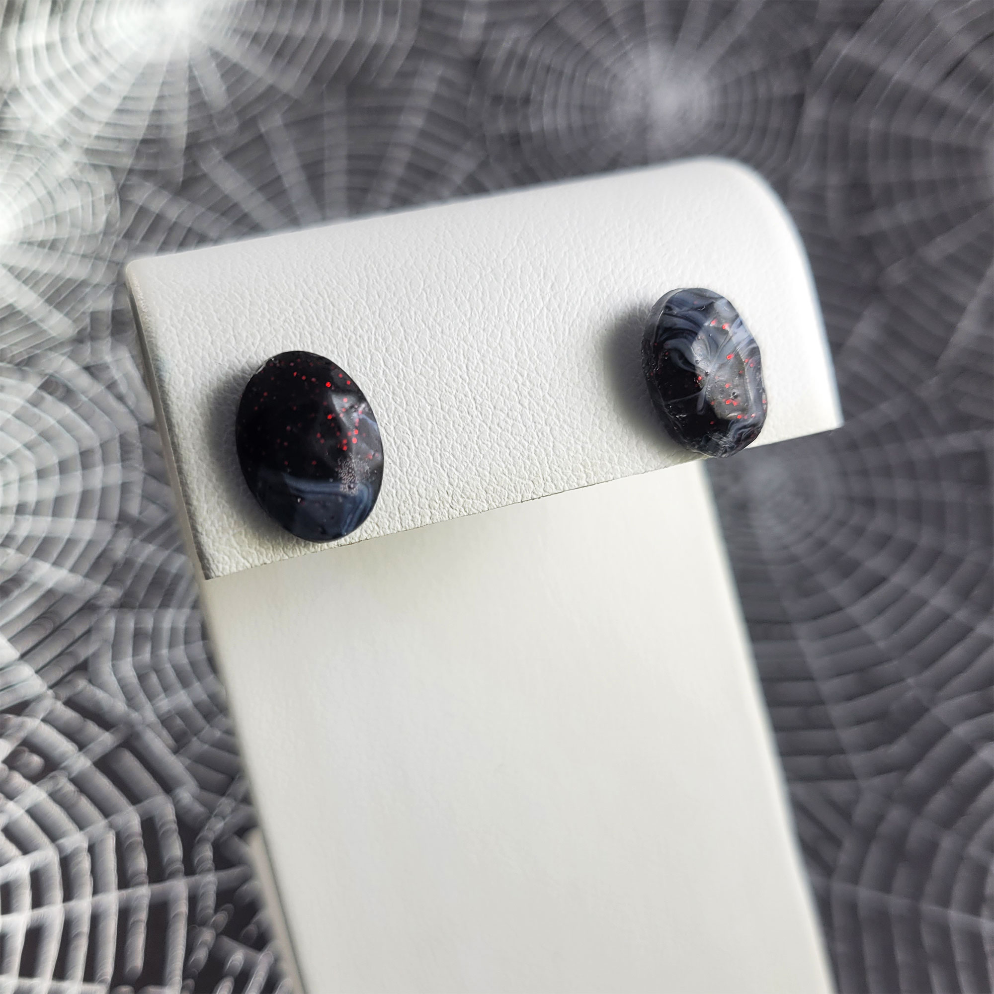 Dark Gemstone Simple Oval Earrings by Wilde Designs