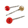 Red and Cream Bobby Pin Set by Wilde Designs