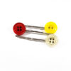 Red, Yellow and White Button Bobby Pin Set by Wilde Designs