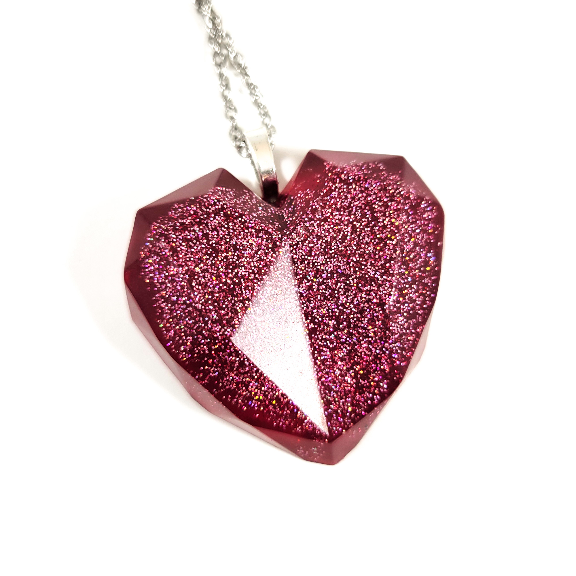 Red Geometric Heart Necklace by Wilde Designs