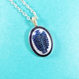 Bare Bones Ribcage Cameo Necklace in Blue & White by Wilde Designs