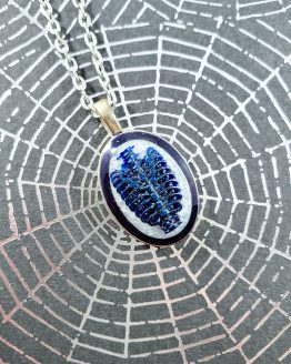 Bare Bones Ribcage Cameo Necklace in Blue & White by Wilde Designs