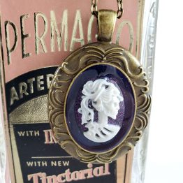 Portrait of a Skeletal Lady Cameo Necklaces by Wilde Designs