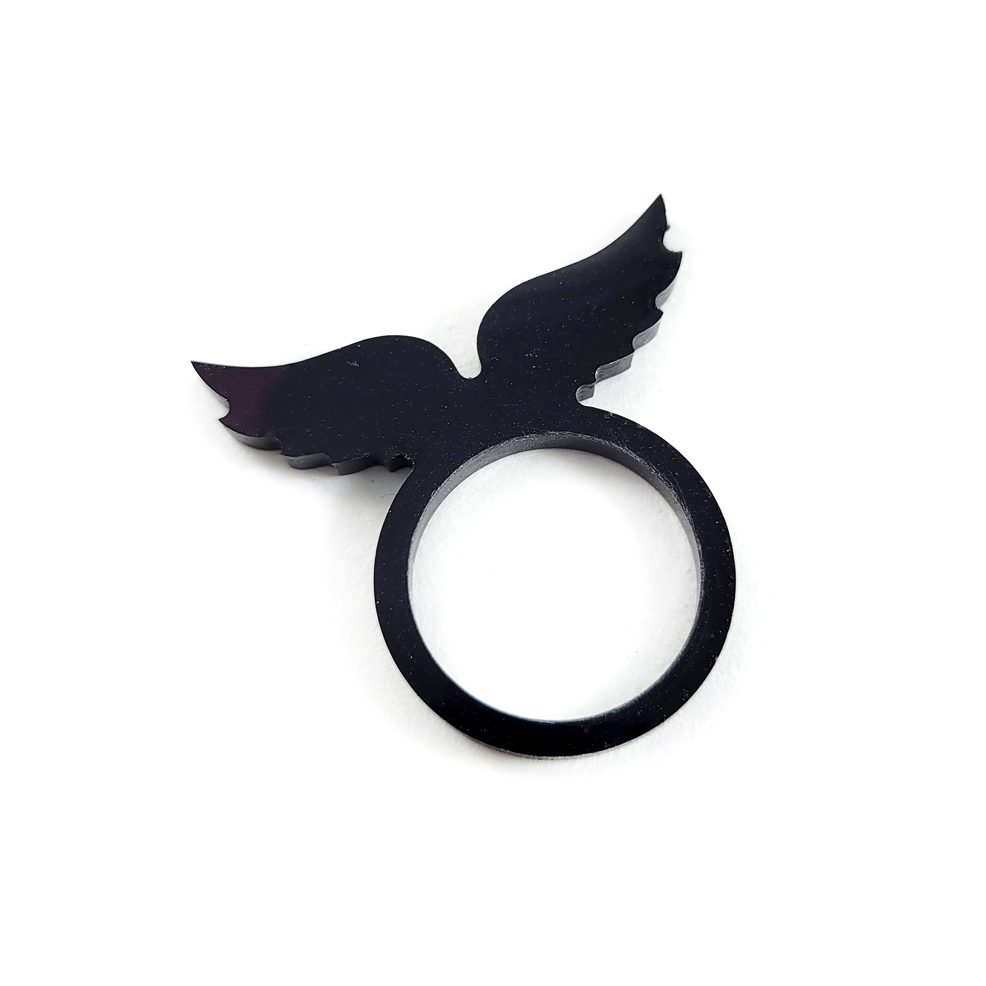 Black Ineffable Angel Wings Ring by Wilde Designs