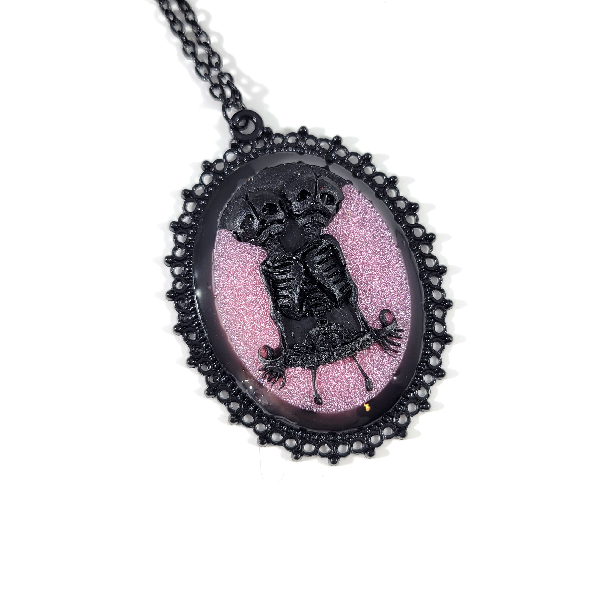 Two Headed Skeleton Cameo Necklace by Wilde Designs