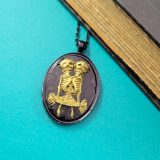 Two Headed Skeleton Cameo Necklace in Gold & Black by Wilde Designs