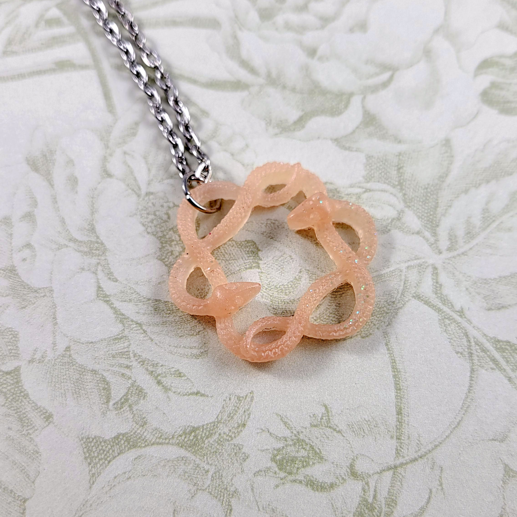 Serpent Circle Necklace in Peach by Wilde Designs