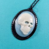 Teal and White Death's Head Cameo by Wilde Designs