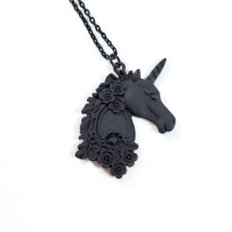 Matte Black Unicorn Necklace by Wilde Designs