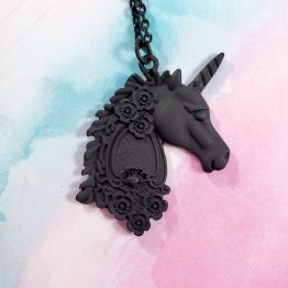 Matte Black Unicorn Necklace by Wilde Designs