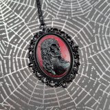 Death Becomes Her Cameo Necklace in Red & Black by Wilde Designs