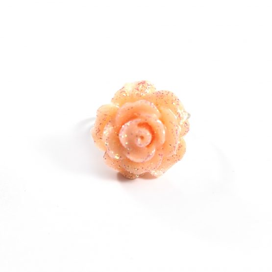 Peach Glittery Kawaii Rose Ring by Wilde Designs