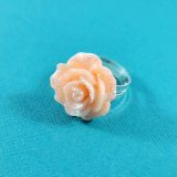 Peach Glittery Kawaii Rose Ring by Wilde Designs
