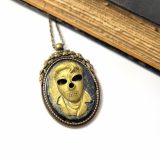Long Live the King Cameo Necklace in Gold and Green by Wilde Designs