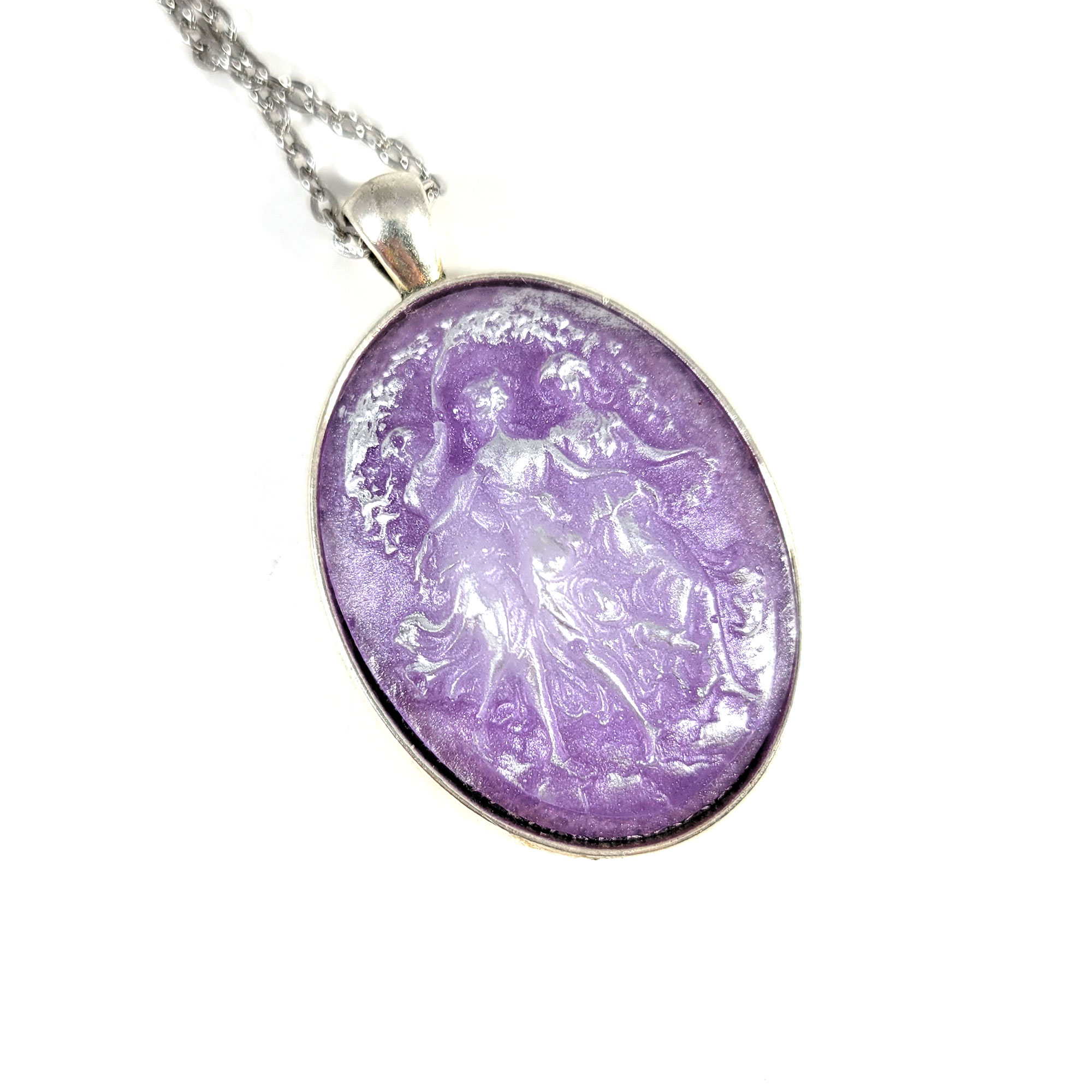 Purple & Silver Maiden, Mother and Crone Cameo Necklace by Wilde Designs