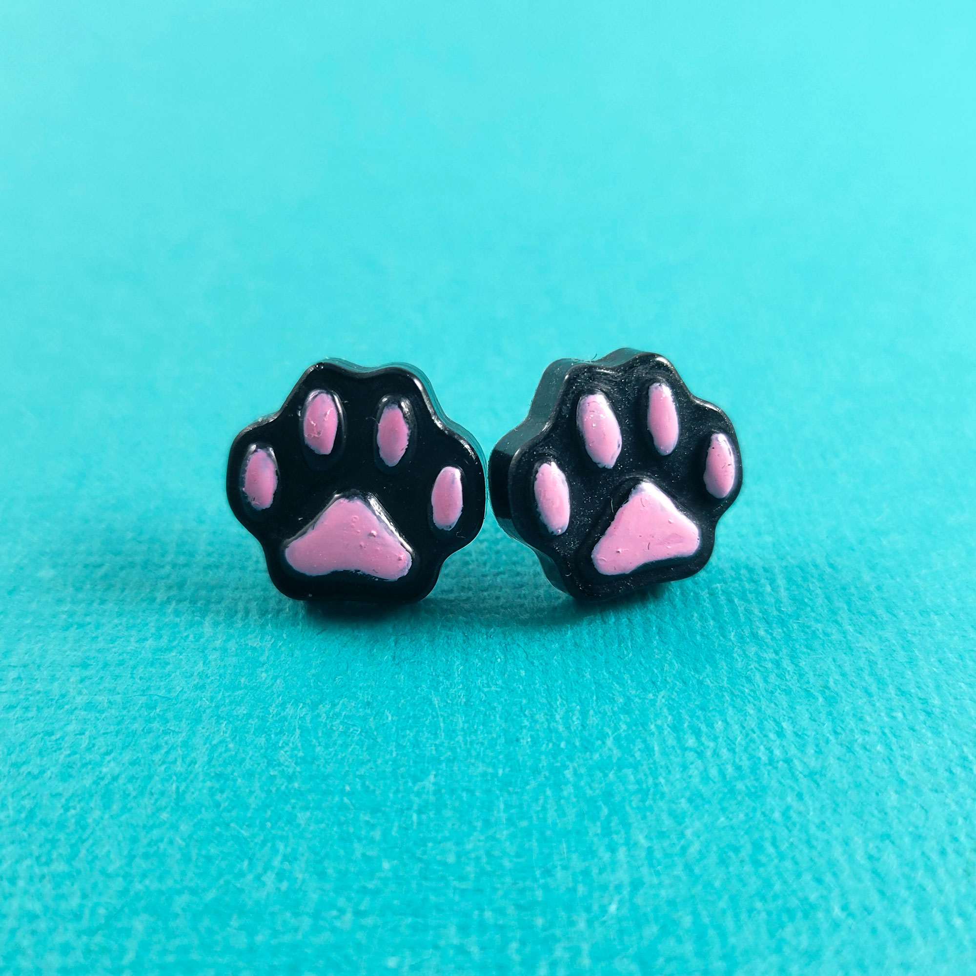 Cute Pawprint Earrings in Black by Wilde Designs