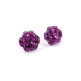 Cute Pawprint Earrings in Glittery Purple by Wilde Designs