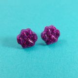 Cute Pawprint Earrings in Glittery Purple by Wilde Designs
