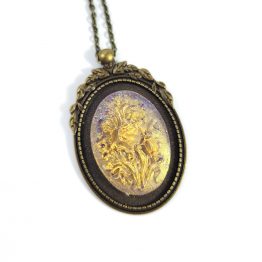 Garden of Roses Cameo Necklace in Lilac & Gold by Wilde Designs