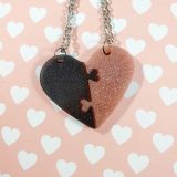 Pink & Gray Heart Necklace Set by Wilde Designs