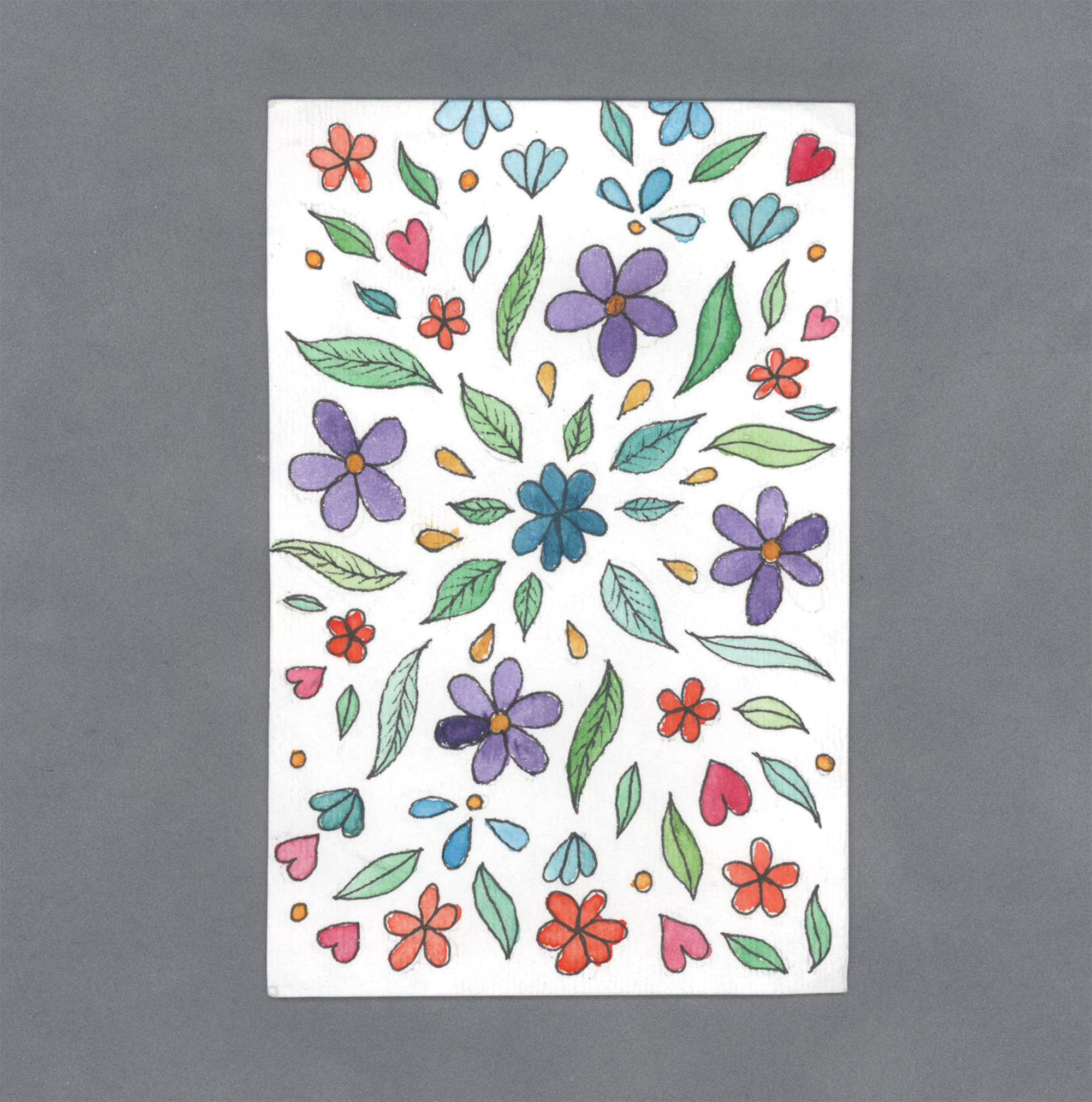 Floral Motif Art Card by Wilde Designs
