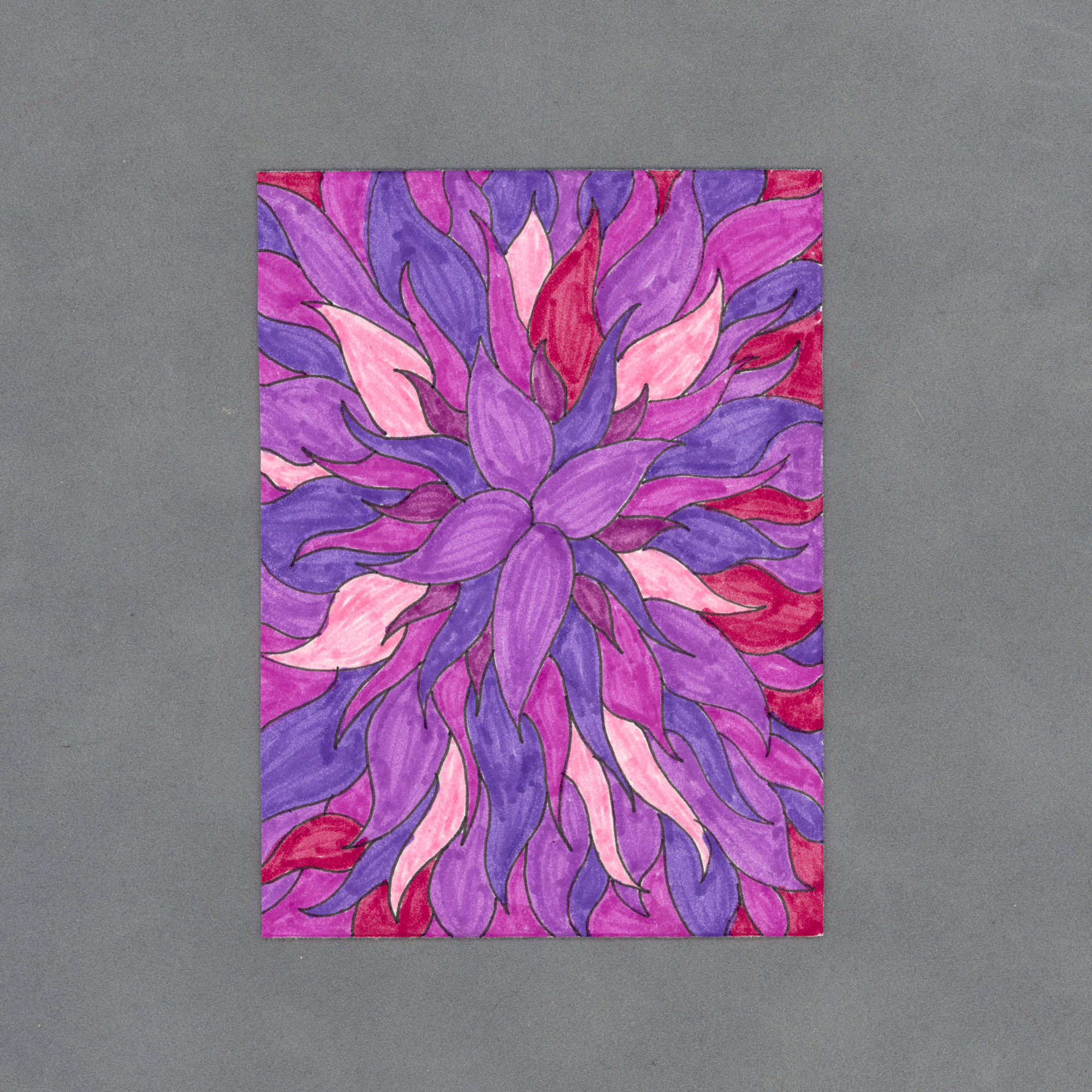 Purple Flower Pattern Art Card by Wilde Designs