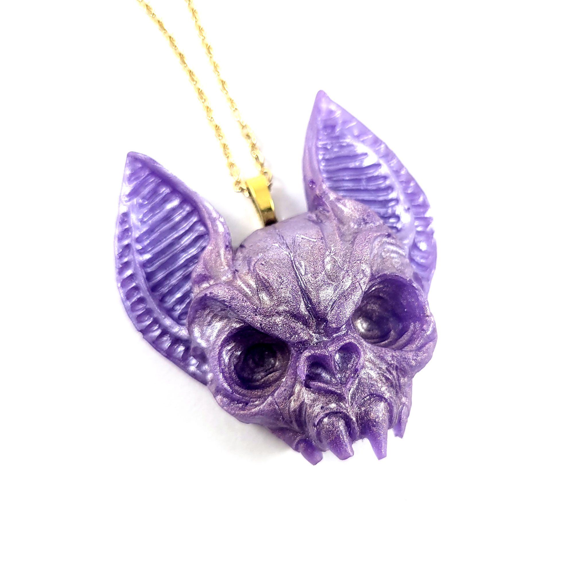 Flying Death Bat Skull Necklace by Wilde Designs