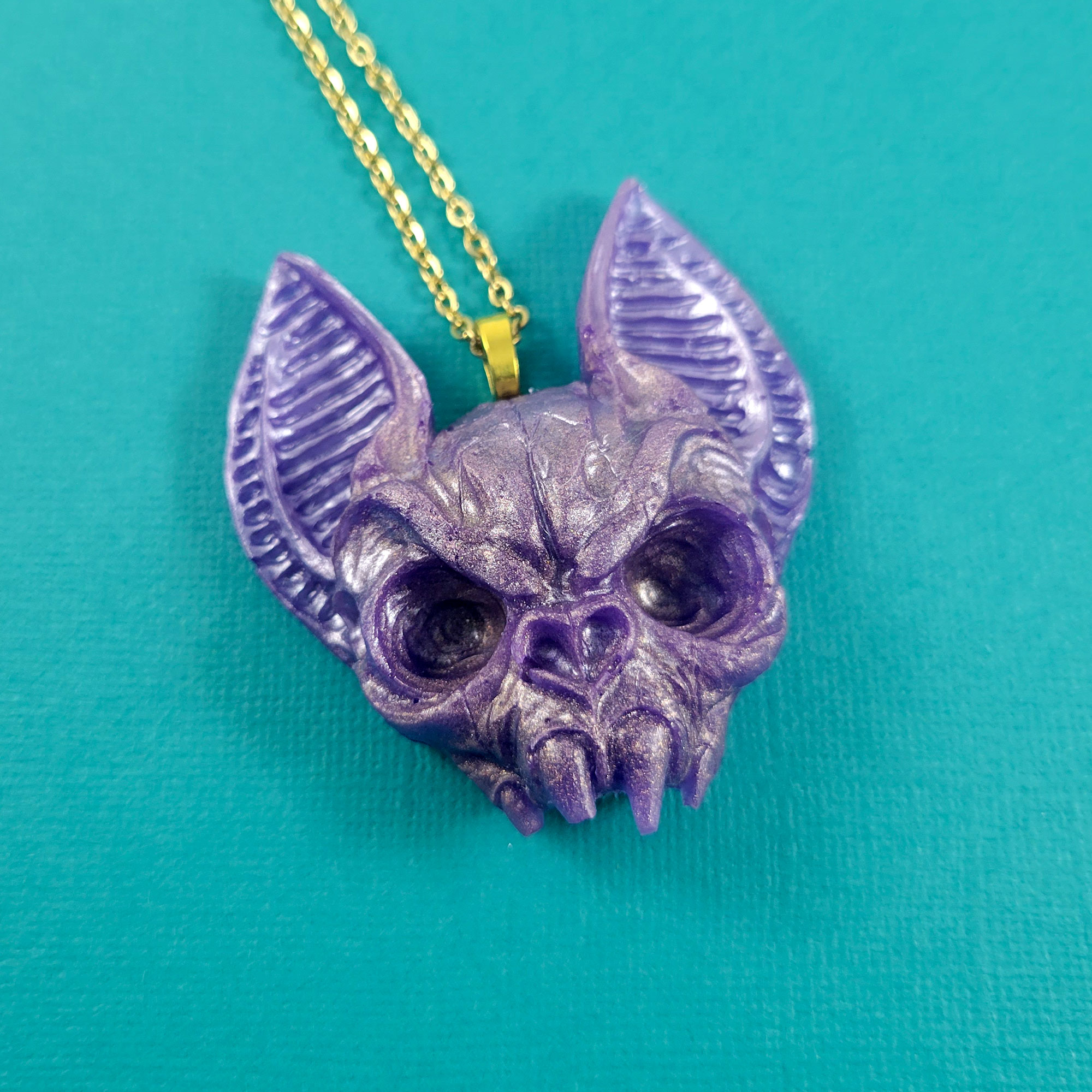 Flying Death Bat Skull Necklace by Wilde Designs