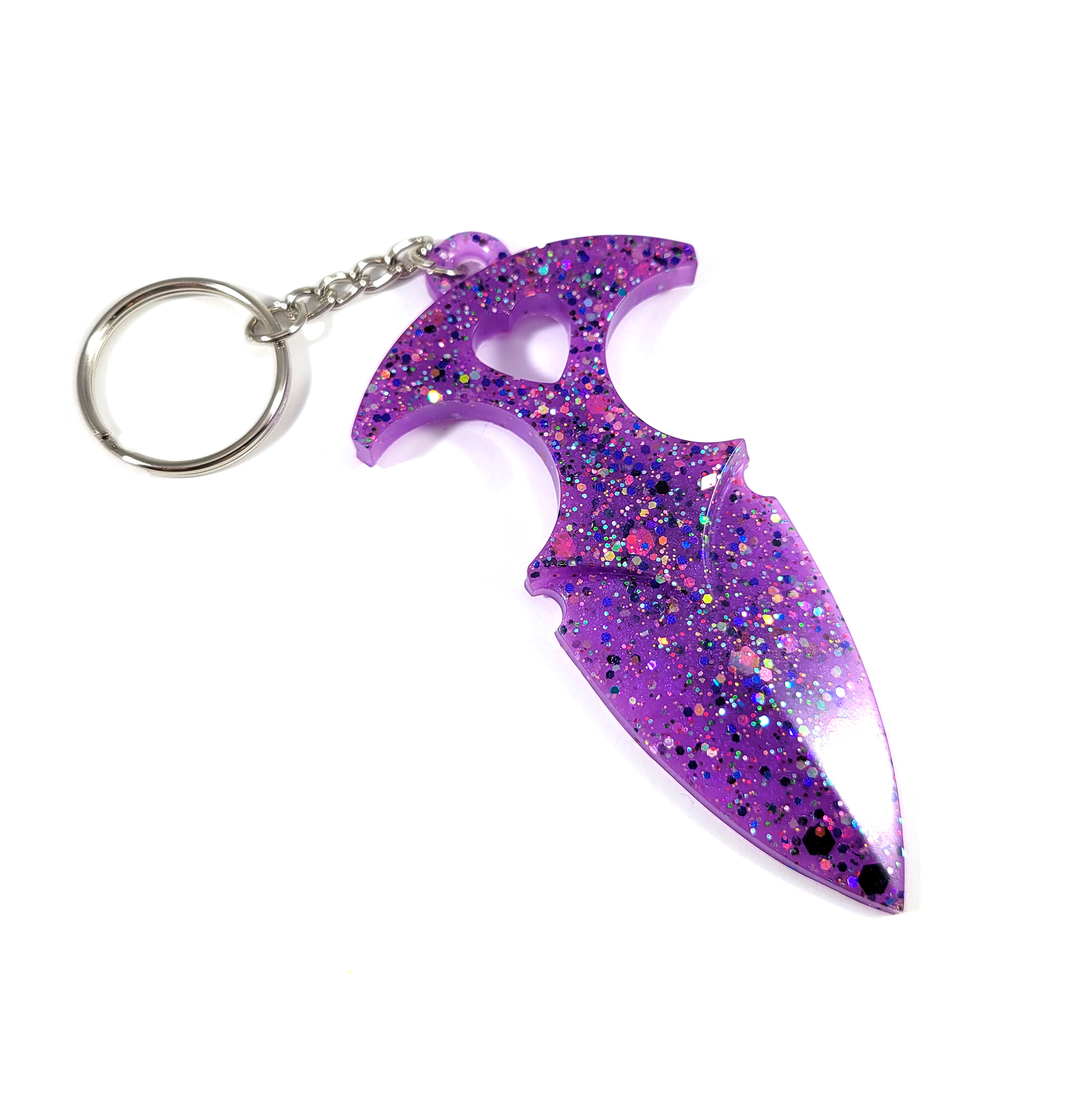 Glittery Purple Sweetheart Safety Keychain by Wilde Designs