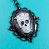 Sugar Skull Cameo in White and Gray by Wilde Designs