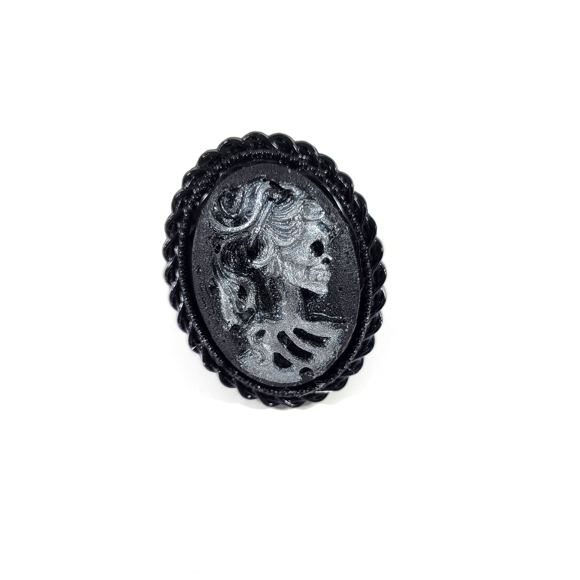 Portrait of a Skeletal Lady Cameo Ring by Wilde Designs