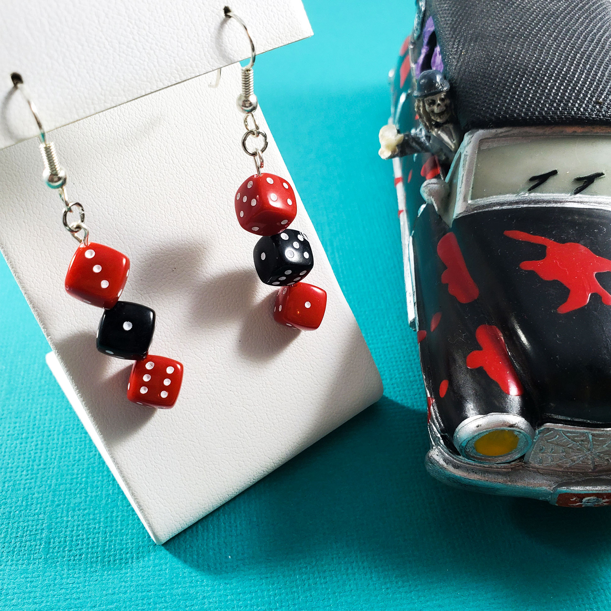 Red & Black Gamer Gear Earrings by Wilde Designs