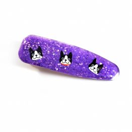 Boston Puppies Purple Hair Clip by Wilde Designs