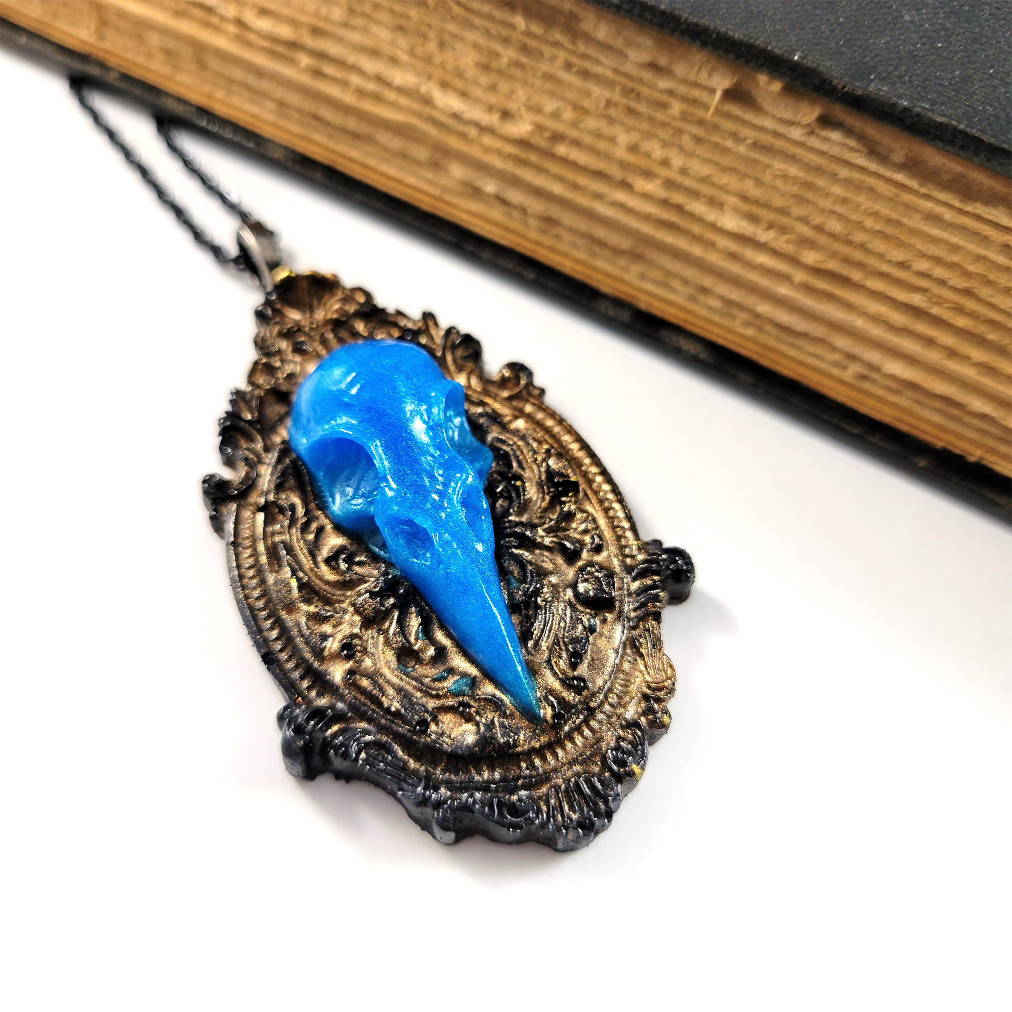 Raven Skull Cameo Necklace by Wilde Designs