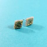 Glittery Green Simple Diamond Earrings by Wilde Designs