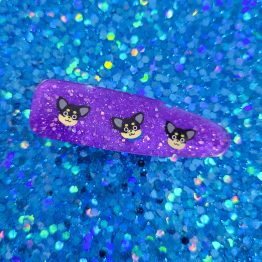 Chihuahua Puppies in Purple Hair Clip by Wilde Designs