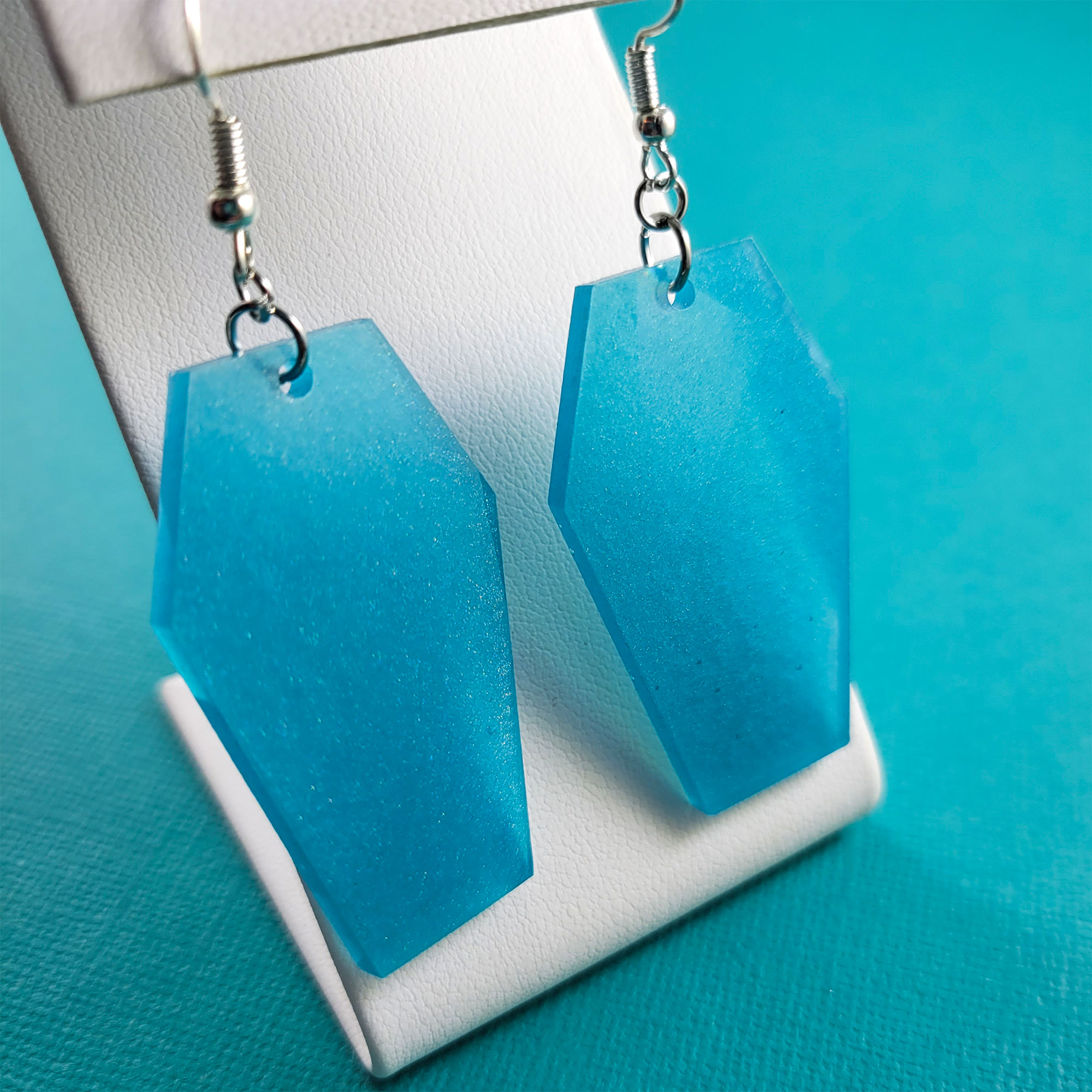 Teal Holographic Coffin Earrings by Wilde Designs