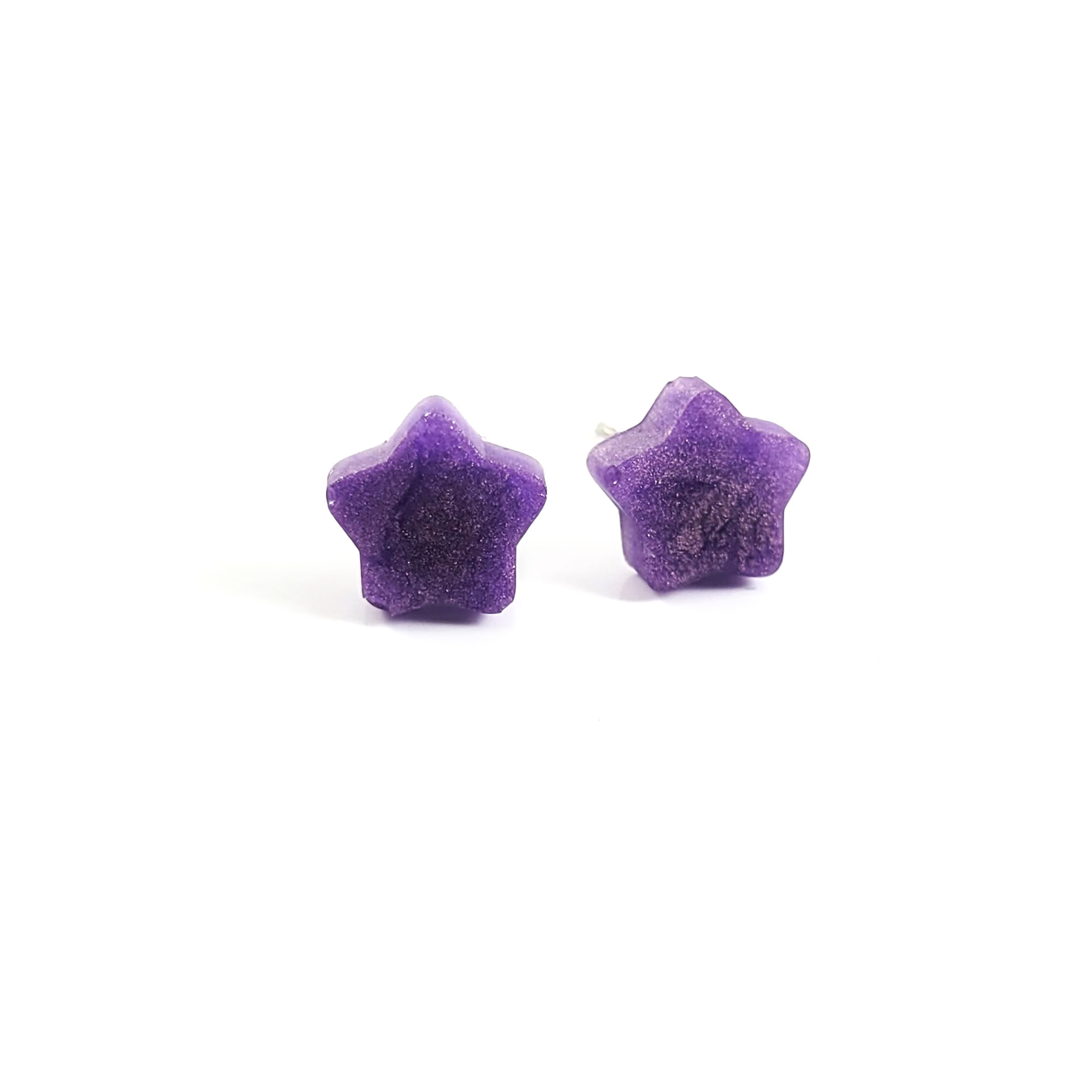Tiny Star Stud Earrings in Color Shifting Purple by Wilde Designs