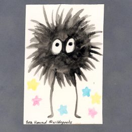 Soot Sprite with Stars Watercolor Card by Wilde Designs
