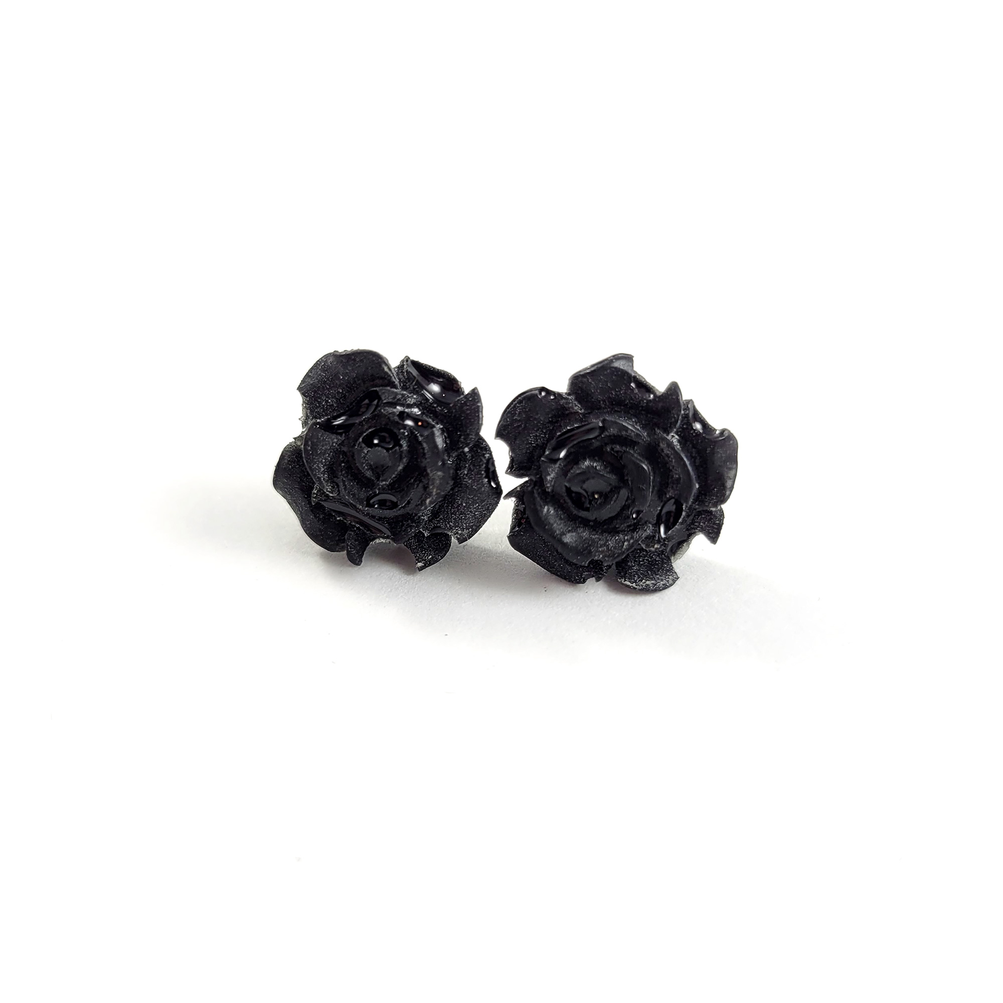 Kawaii Rose Earrings in Black